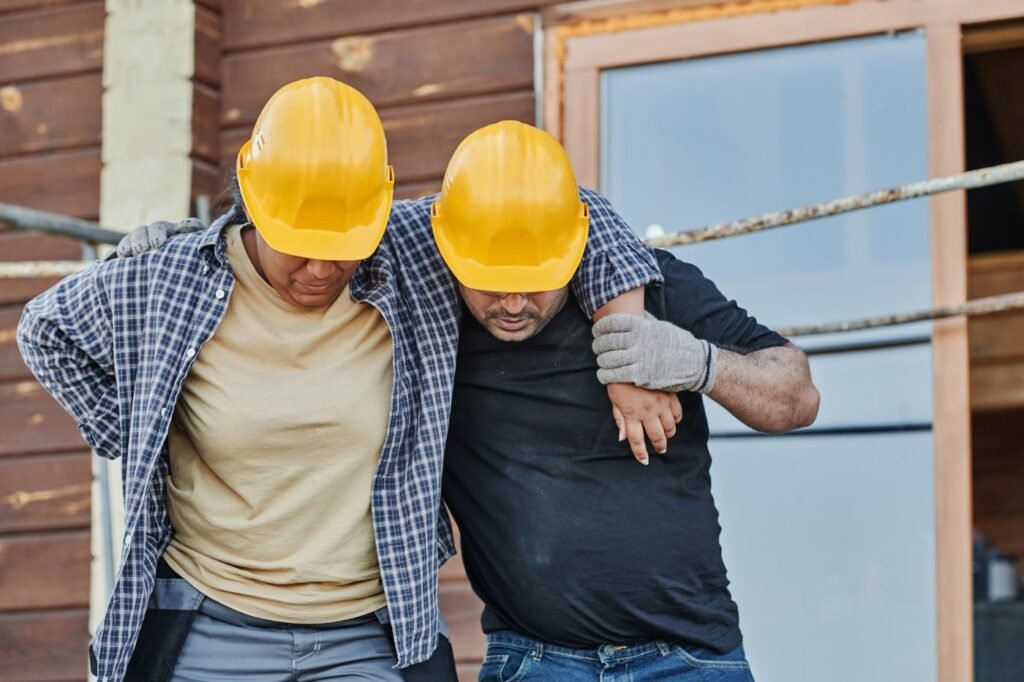 Operário ferido em obra