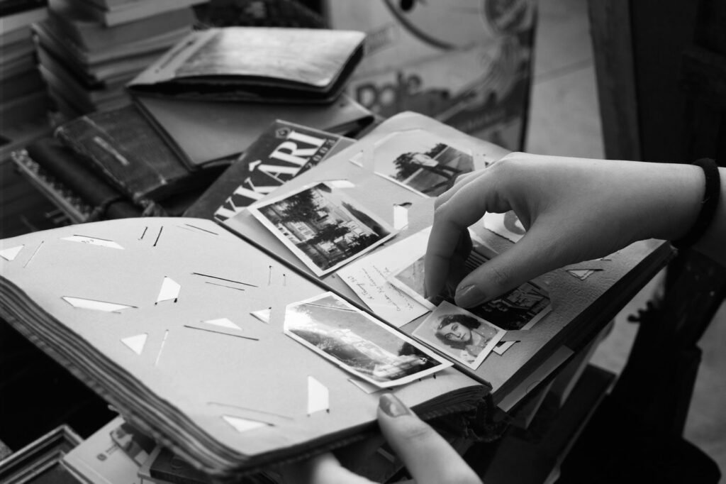 Fotos de família em um álbum