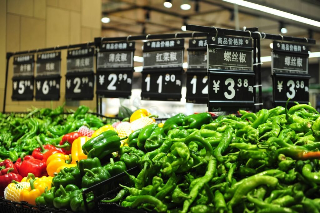 Etiqueta de preço no supermercado