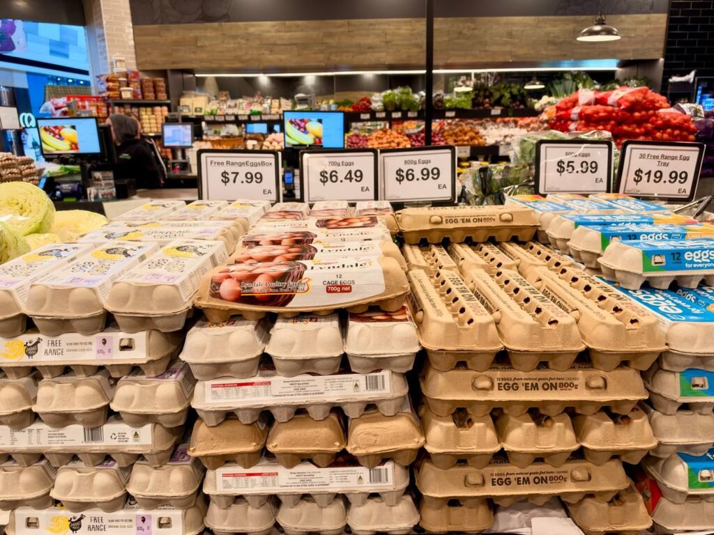Gôndola de supermercado com preços