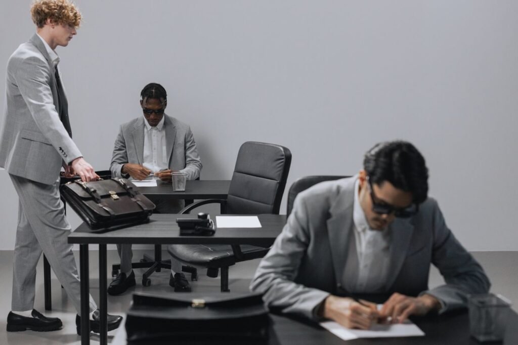 Homens de terno no escritório