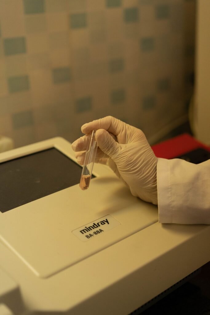 Frasco de amostra em laboratório